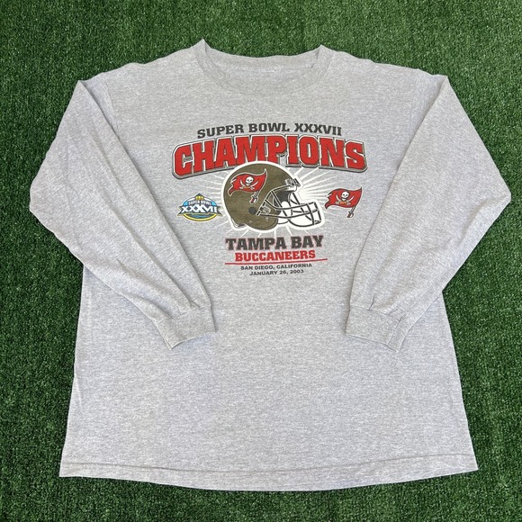 VTG Tampa Bay Buccaneers T-Shirt Mens XL Gray‎ Long Sleeve NFL Superbowl Y2K - Picture 2 of 7